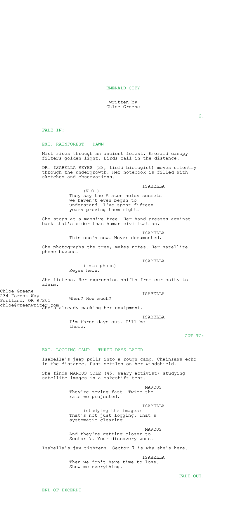 Green accent screenplay